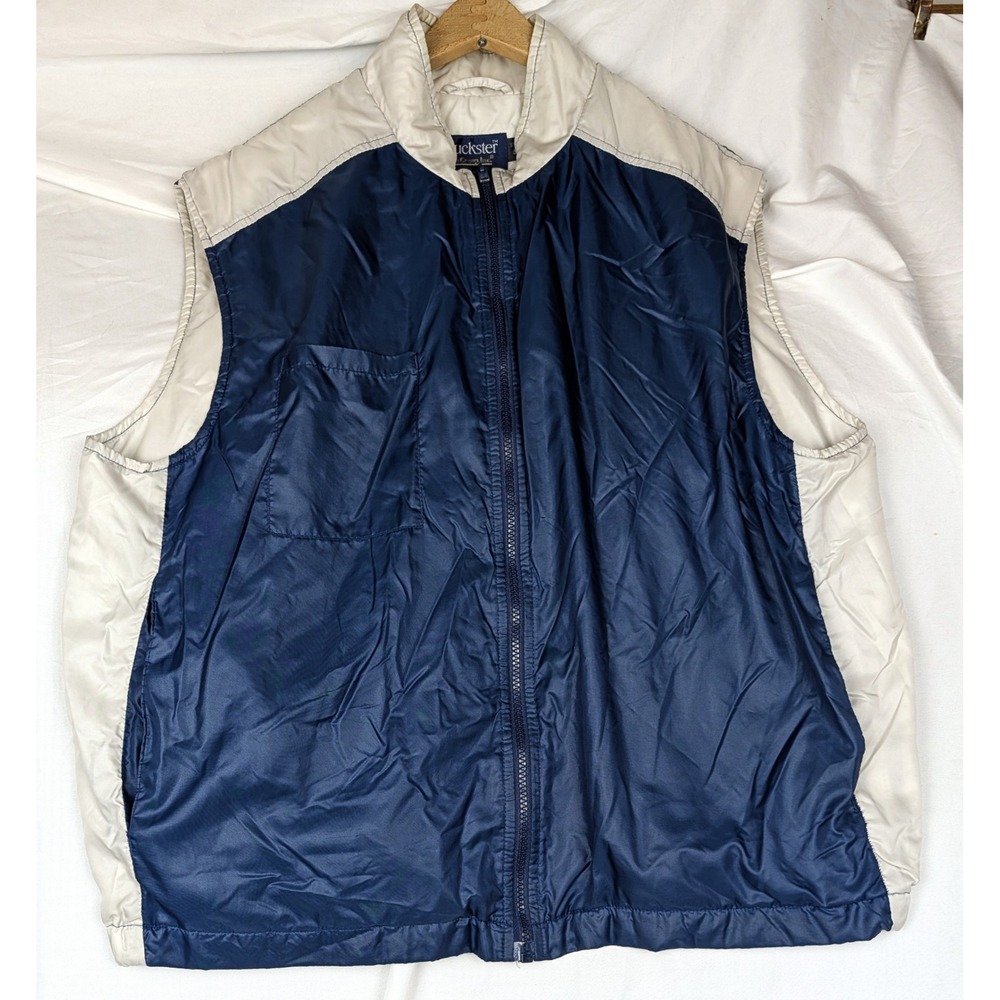 Vintage Duckster Thinsulate Golf Vest Mens Large Navy Cream Colorblock 508